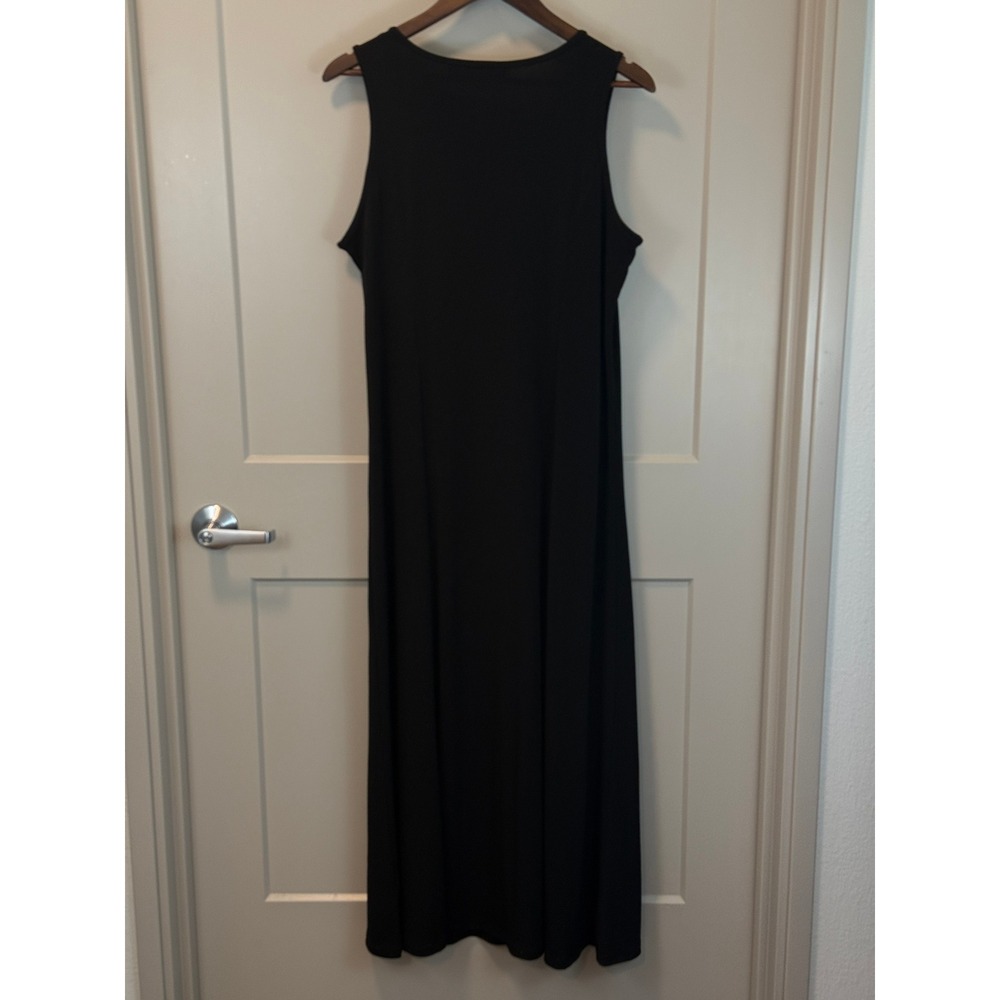 Susan Graver Black Liquid Knit A-Line Tank Stretch Knit Midi‎ Dress Size Medium